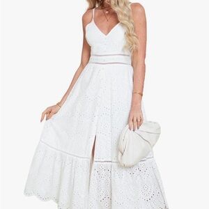 Elegant White Eyelet Maxi Dress